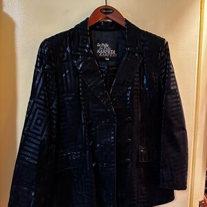Vintage Black Embossed Patterned Leather Suit | 90’s Italian Style
